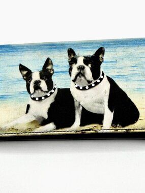 Boston Terrier Bling Wallet Dog Photo Print Checkbook Petcore Kitsch Glam Gift